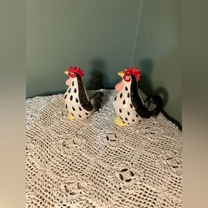 Vintage Ceramic Chicken and Roster Cream and Sugar Farmhouse Decor